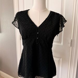 LOFT Black Textured Blouse